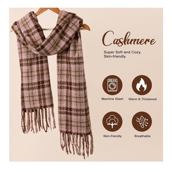 🌹🆕 Cashmere Pashmina Wrap Shawl Plaid Fringe Scarf Christmas gift - Picture 5 of 7